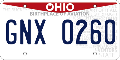 OH license plate GNX0260