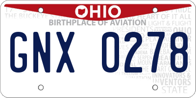 OH license plate GNX0278