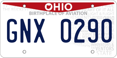 OH license plate GNX0290