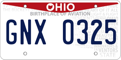 OH license plate GNX0325