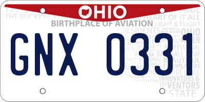 OH license plate GNX0331