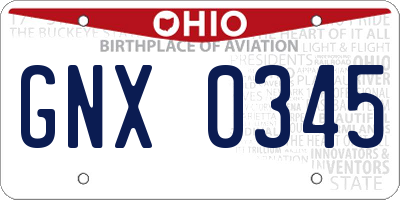 OH license plate GNX0345