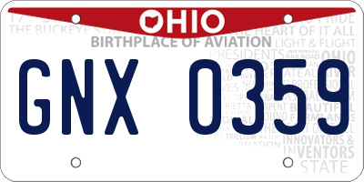 OH license plate GNX0359
