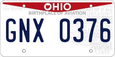 OH license plate GNX0376