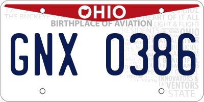 OH license plate GNX0386