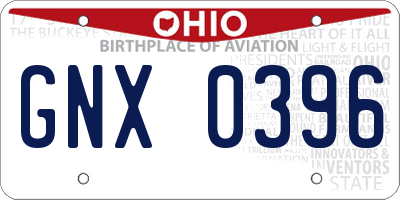 OH license plate GNX0396