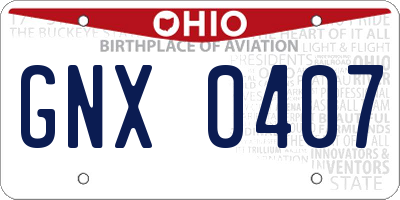 OH license plate GNX0407
