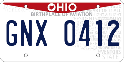 OH license plate GNX0412