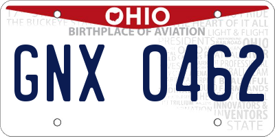 OH license plate GNX0462