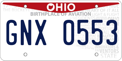 OH license plate GNX0553