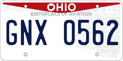 OH license plate GNX0562