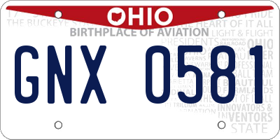 OH license plate GNX0581