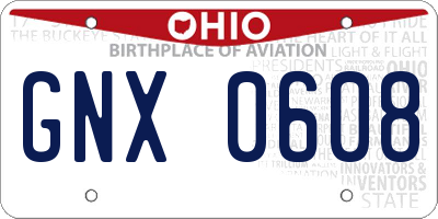 OH license plate GNX0608