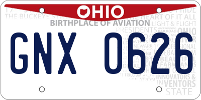 OH license plate GNX0626