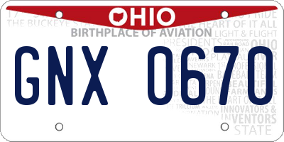 OH license plate GNX0670