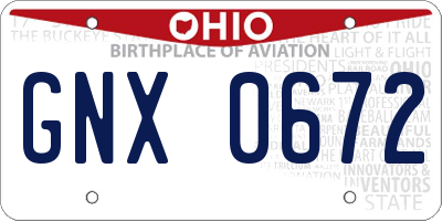 OH license plate GNX0672