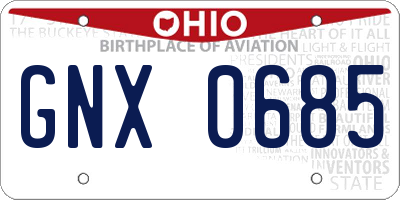 OH license plate GNX0685