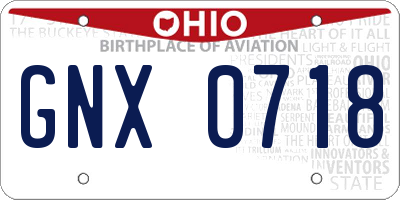 OH license plate GNX0718