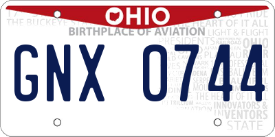OH license plate GNX0744
