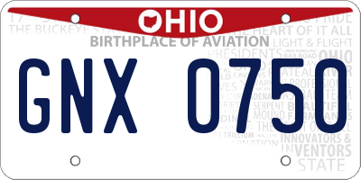 OH license plate GNX0750
