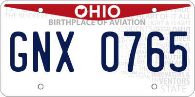 OH license plate GNX0765