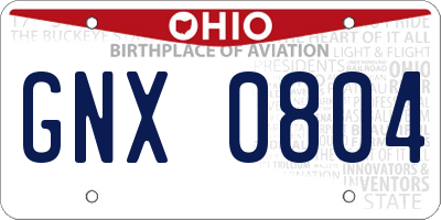 OH license plate GNX0804