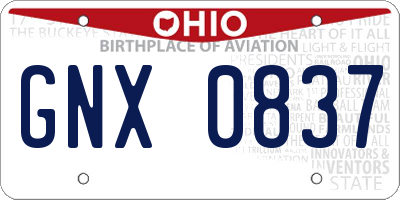 OH license plate GNX0837