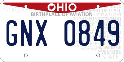 OH license plate GNX0849