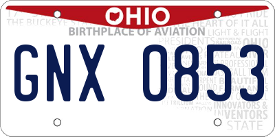 OH license plate GNX0853