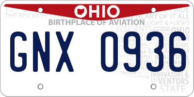 OH license plate GNX0936