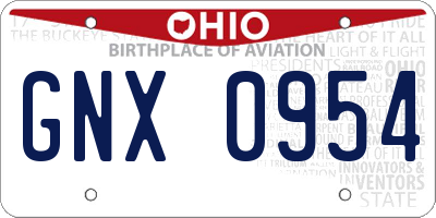 OH license plate GNX0954