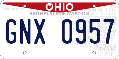 OH license plate GNX0957