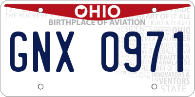 OH license plate GNX0971