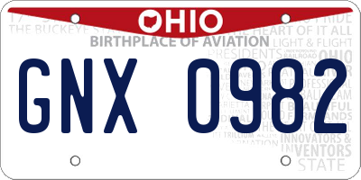 OH license plate GNX0982