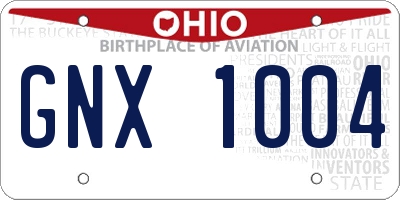 OH license plate GNX1004