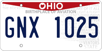 OH license plate GNX1025