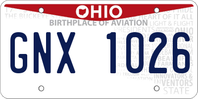 OH license plate GNX1026