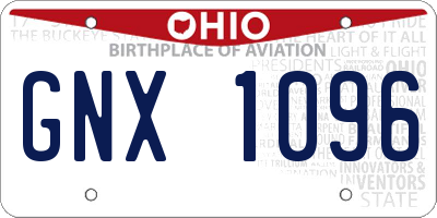 OH license plate GNX1096