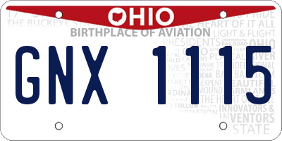 OH license plate GNX1115