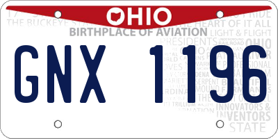 OH license plate GNX1196