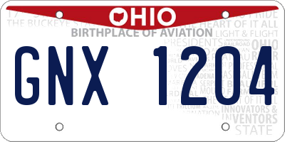 OH license plate GNX1204