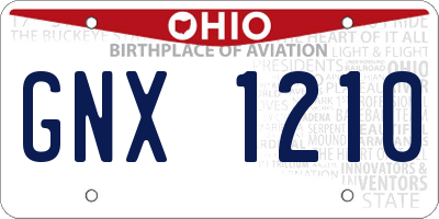 OH license plate GNX1210