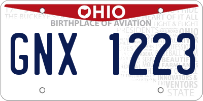 OH license plate GNX1223