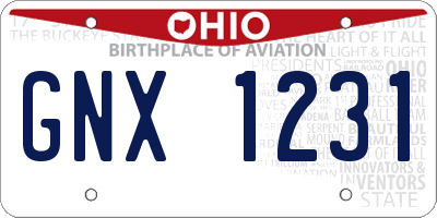 OH license plate GNX1231