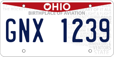 OH license plate GNX1239
