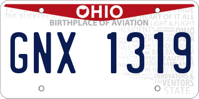 OH license plate GNX1319