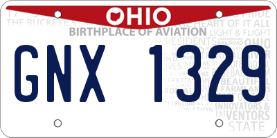 OH license plate GNX1329