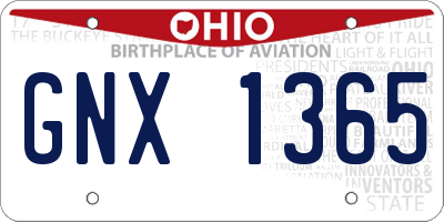 OH license plate GNX1365