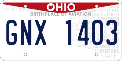 OH license plate GNX1403