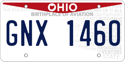 OH license plate GNX1460